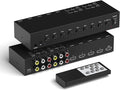 ZUZONG 4 AV to HDMI Converter + 4 HDMI2.0 Switcher 4 Way RCA Composite to HDMI