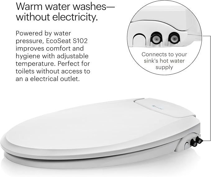Brondell Swash Bidet Toilet Seat, Non-Electric, Dual Temperature, Fits Round