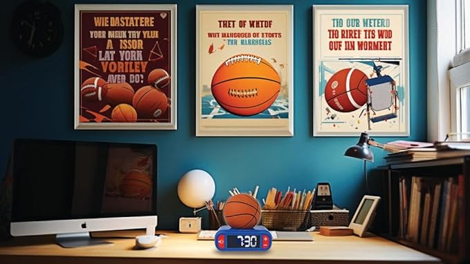 LEXiBOOK - Basketball - Basketball Nightlight Alarm Clock, Sounds and Melodies