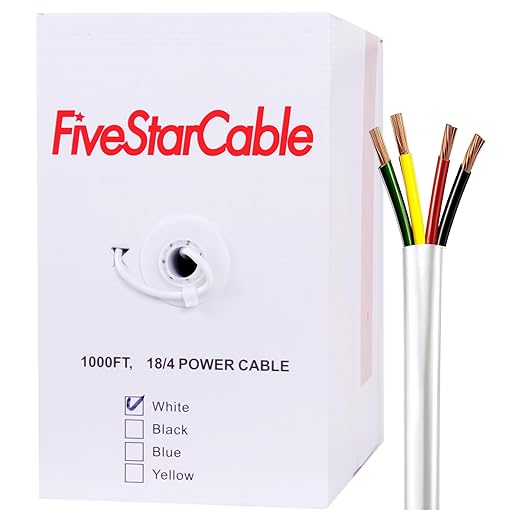 FiveStarCable 18/4 Gauge Low Voltage 4 Conductors Stranded Cable Wire - 1000 ft