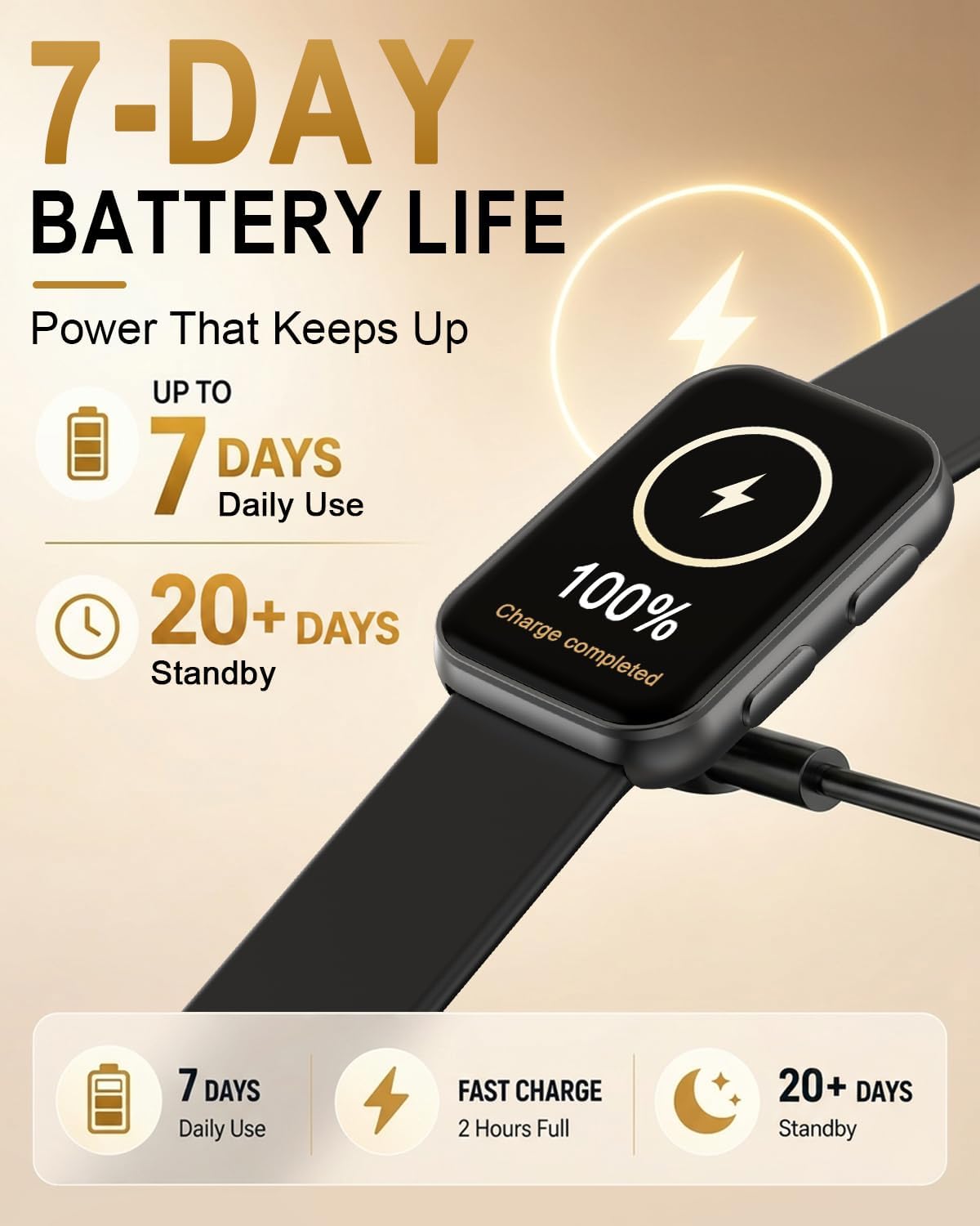 morepro fitness tracker watch with 24/7 heart rate/blood, front angle view