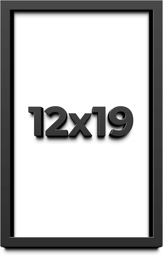 12x19 Shadow Box Frame Black | 1 Inch Deep Solid Wood Shadowbox Display Frame |