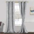 JIUZHEN Soft Silver Grey Velvet Curtains 84 inch Long, Room Darkening Smooth