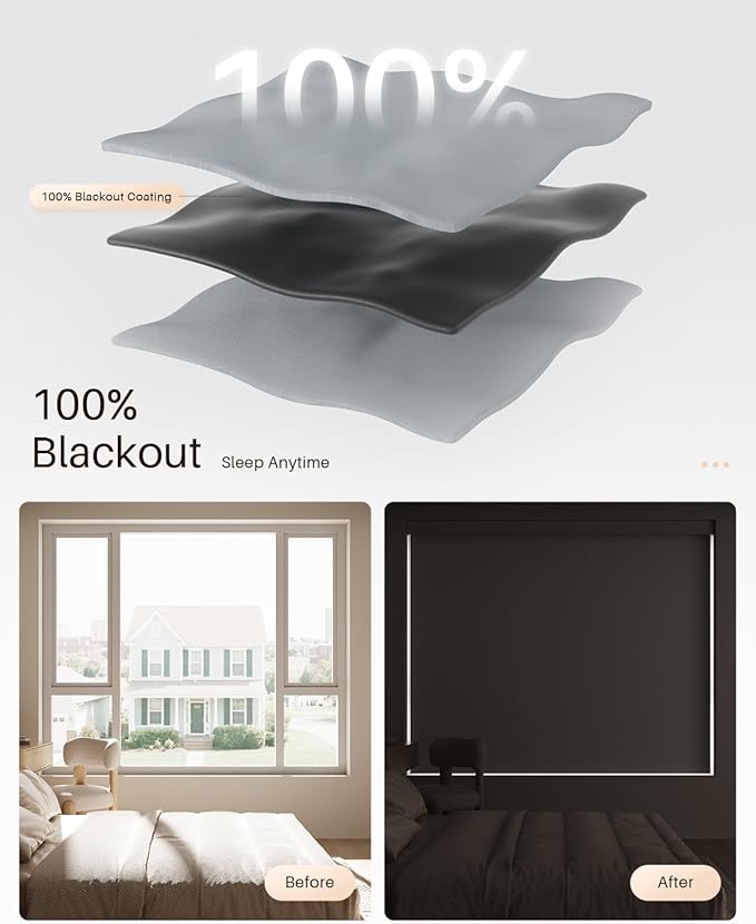 Smart Roller Shades for Windows, Alexa Blackout Motorized Blinds