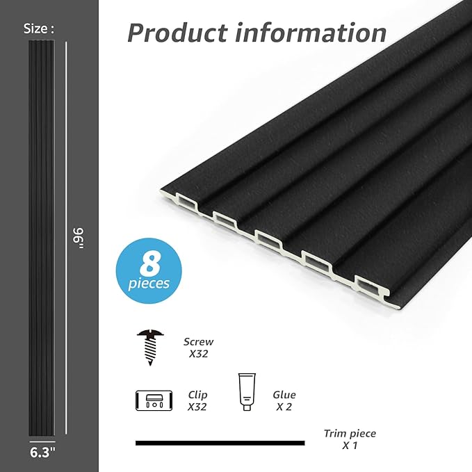 Art3d Slat Wall Panels, WPC Soundproof 3D Wall Paneling (8-Pack)
