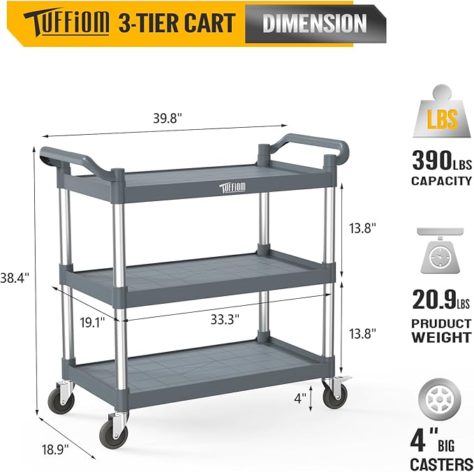 TUFFIOM Plastic Service Utility Cart