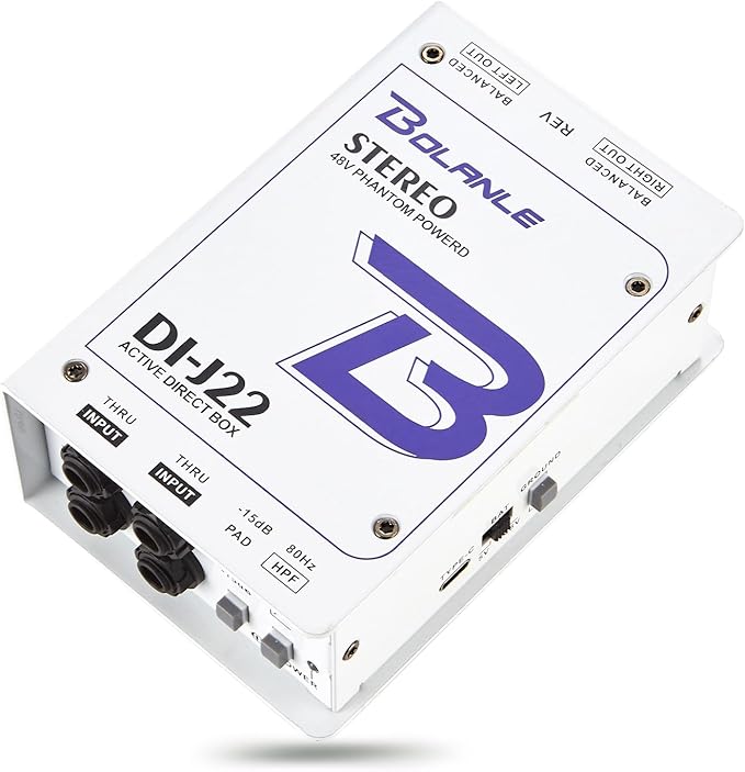 Bolanle J22 Professional Stereo DI Box/Splitter XLR 1/4 inch, Dual Channel