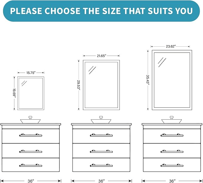 White Wood Effect Framed Wall Mirror, 24x36 Rectangle Mirror, Anti-desilvering