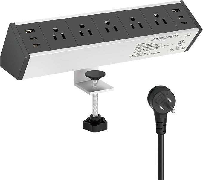 Tecmojo Desk Clamp Power Strip 5 Outlet
