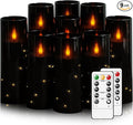 Flickering Flameless LED Candles, Acrylic LED Pillar Candles (9 Pcs)