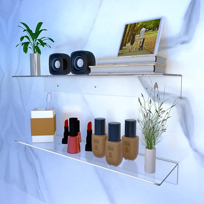 24 Inches Clear Floating Shelves (2 Pack)