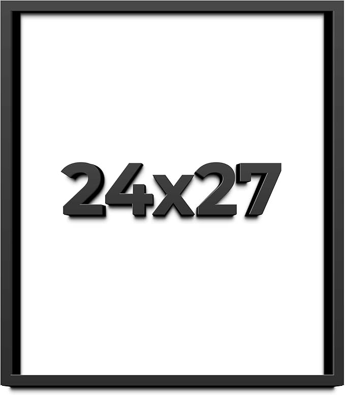 24x27 Shadow Box Frame Black | 1 Inch Deep Solid Wood Shadowbox Display Frame |