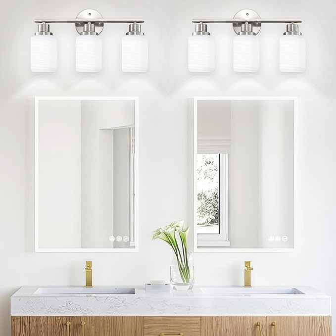 Guliaofo 3-Light Bathroom Light Fixtures, Vanity Lights