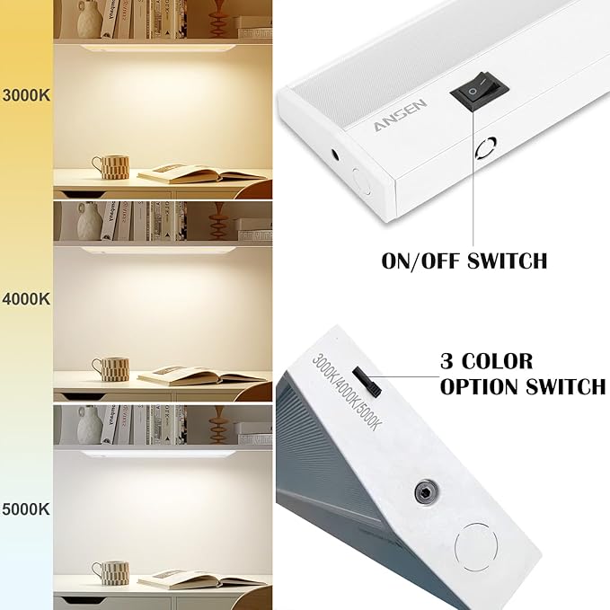 Ansen 4Packs of Under Cabinet Lighting Hardwired, 48IN 26W 1720LM, Dimmable Led