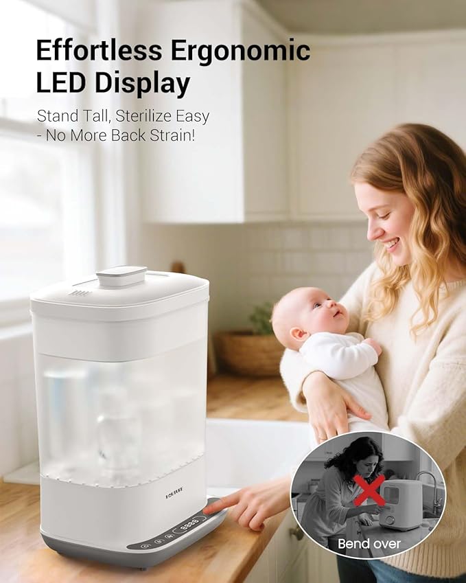 HAUTURE Bottle Sterilizer and Dryer, 6-in-1 Baby Bottle Sterilizer, 10 Bottles