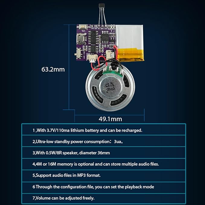 Voice Module, MP3 Music Sound Chips, 16MB Sound Module