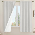 LAMIT Light Grey 100% Blackout Linen Curtains, 63 Inches Linen Textured Thermal