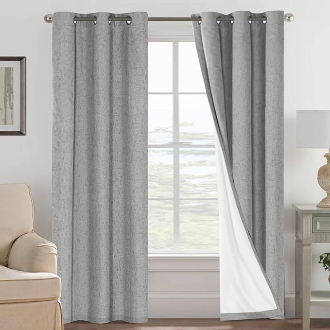 H.VERSAILTEX Primitive Linen Curtains 100% Blackout Curtain Drapes Burlap