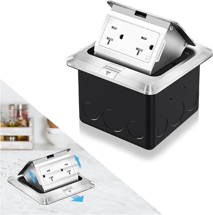 Vagueior Recessed Floor Electrical Outlet Kit, Waterproof Electrical Outlet