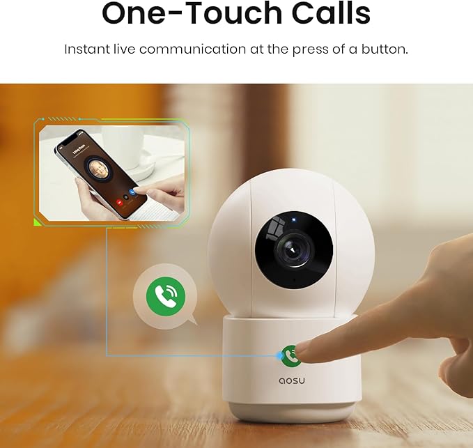 aosu 2K Security Camera Indoor, Baby Monitor Pet Camera One-Touch Call