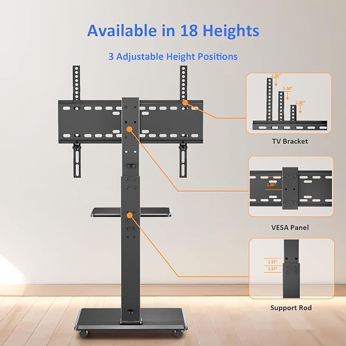 Rolling TV Stand, Mobile TV Cart