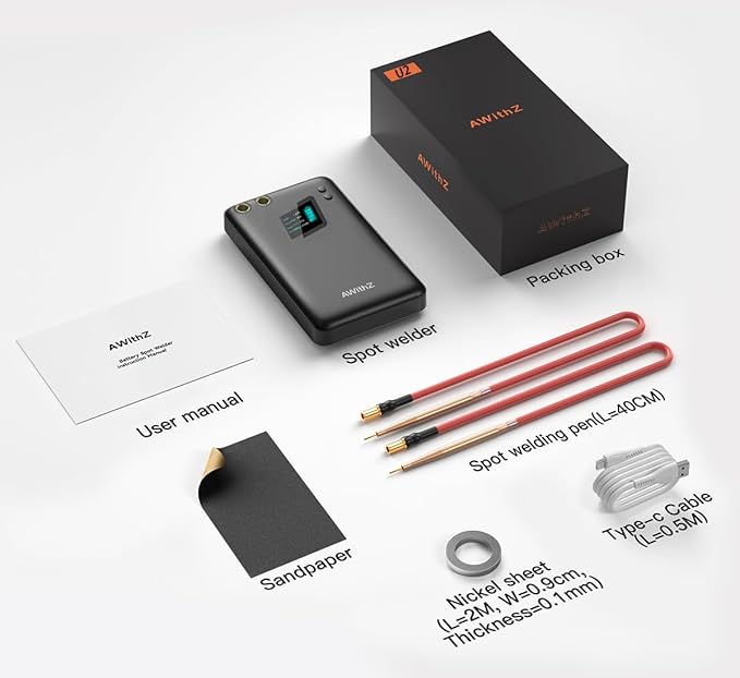 Battery Spot Welder, AWithZ 1.5" LCD Screen Recyclable 11000mAh Spot Welder