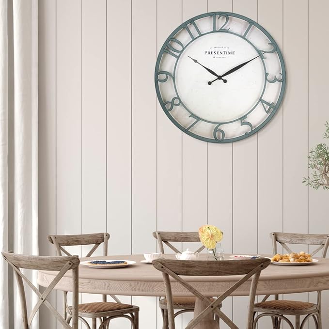 Presentime & Co 21" Farmhouse Series Wall Clock, Vintage Style, Retro Clock