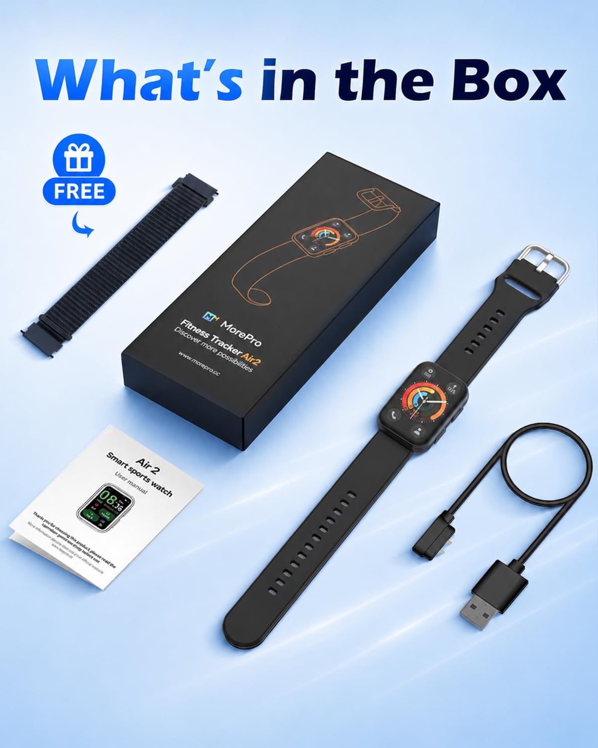 morepro fitness tracker for women men, heart rate, view 10