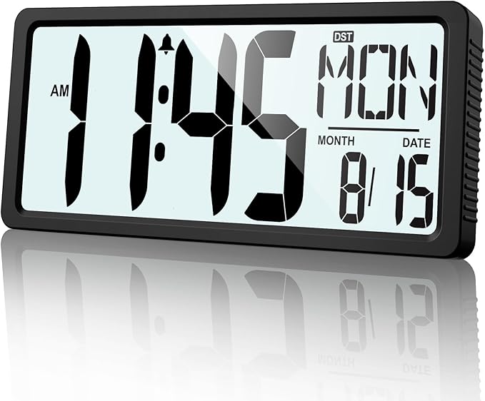 XREXS Large Digital Wall Clock Battery Operated