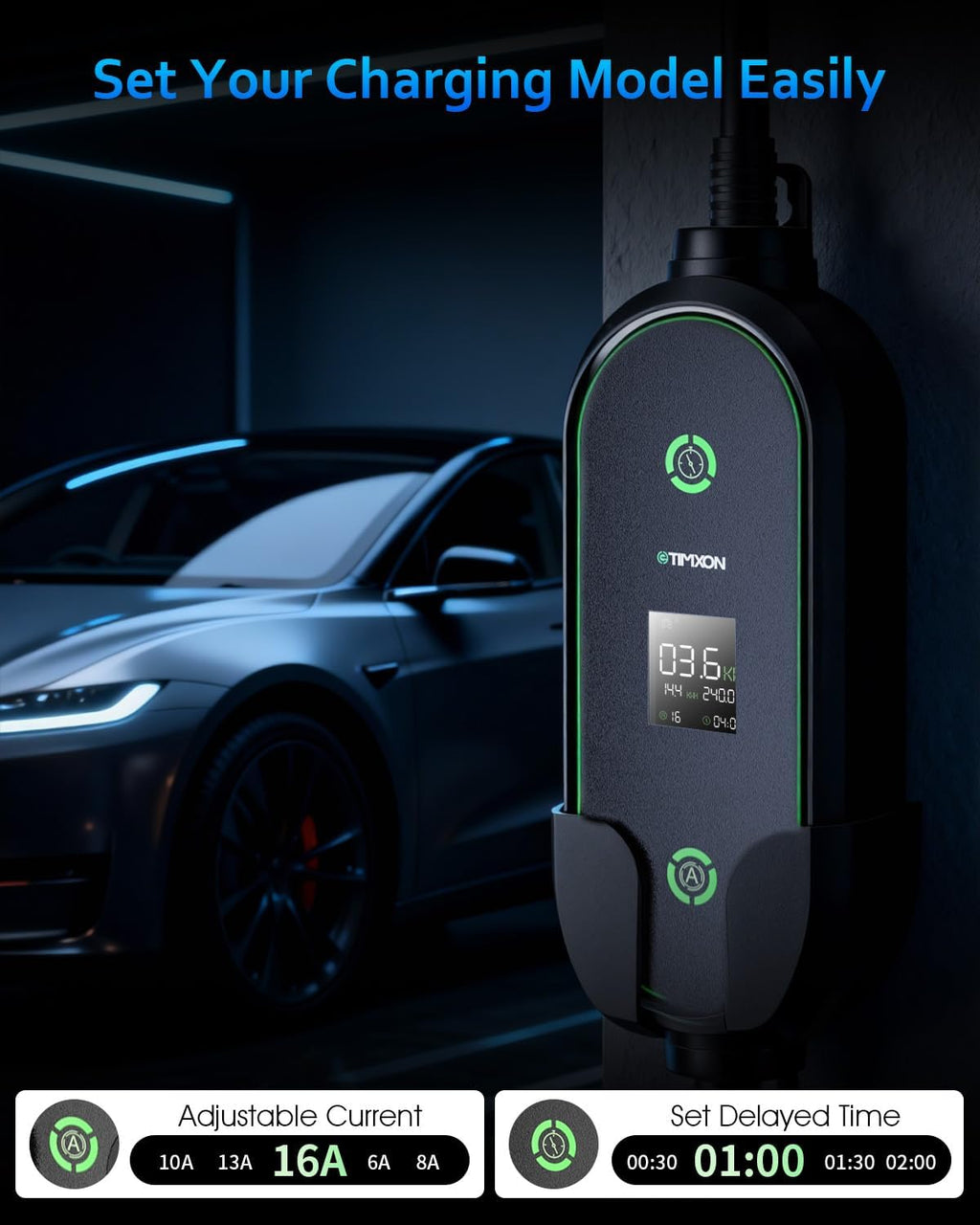 Level 1&2 EV Charger-ETL Certified,16A 110V-240V with 25FT Charging Cable