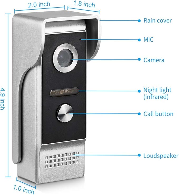 AMOCAM Video Intercom System, 7 Inche Monitor Wired Video Door Doorbell Kit
