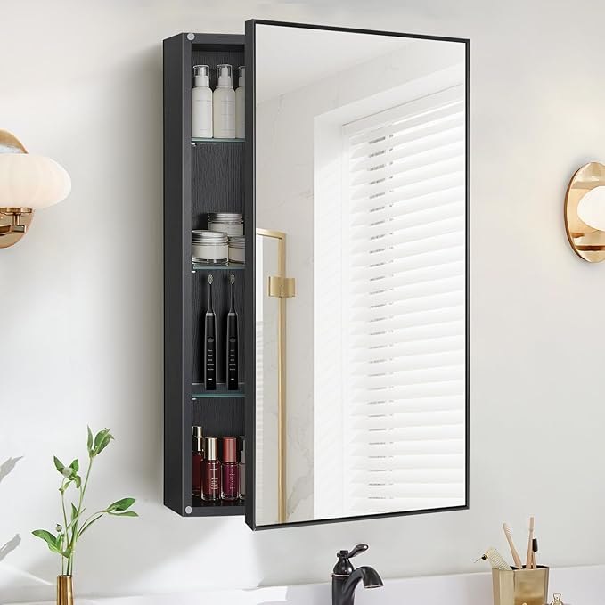 Medicine Cabinet with Mirror, 20x30 Inch Rectangle Wall Mounted Bathroom Vanity
