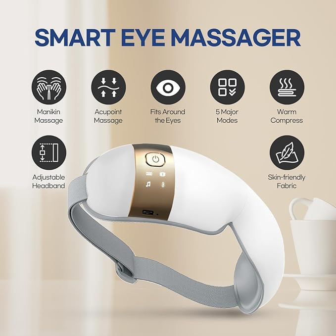 HubiCare Eye Massager with Heat, and Music Helps Relieve Strain, Dark Circles
