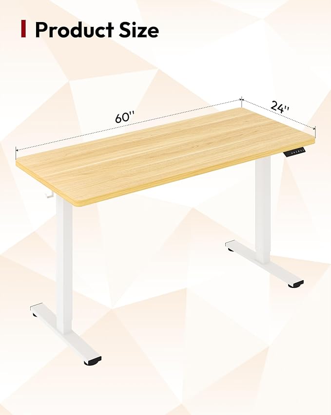 SANODESK Electric Standing Desk 60 x 24 Inches Whole-Piece Desktop Height