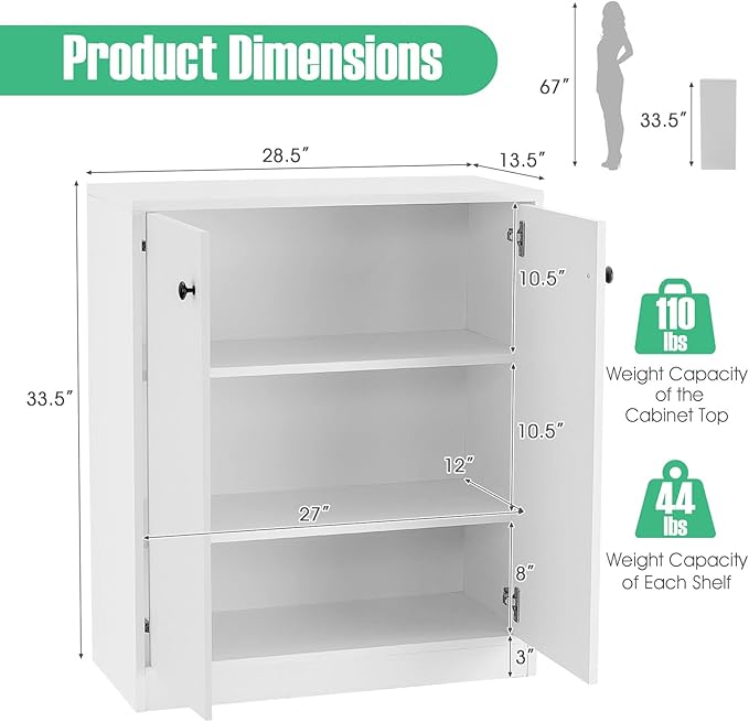 Giantex 2 Door Storage Base Cabinet