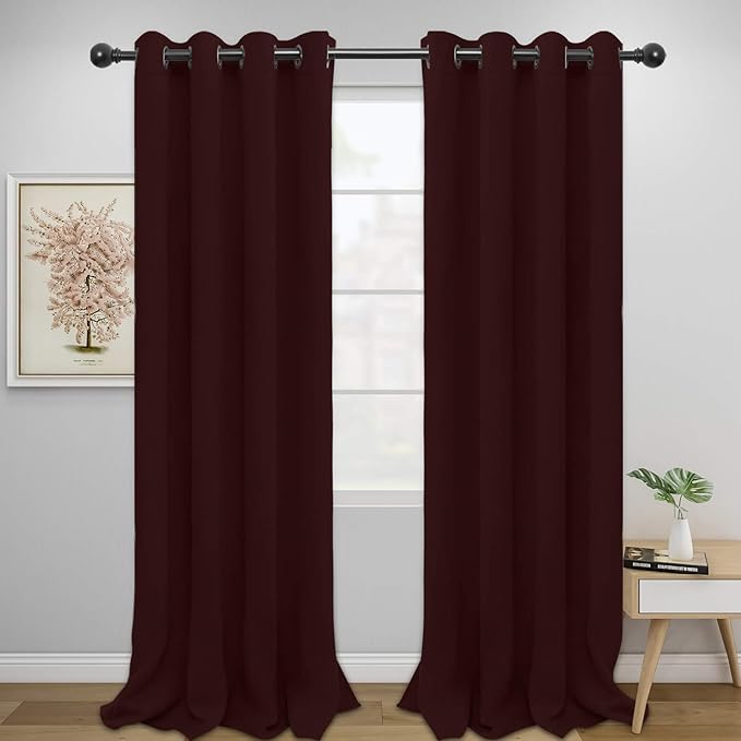 Easy-Going Blackout Curtains for Bedroom, Solid Thermal Insulated Grommet and