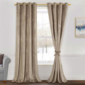 JIUZHEN Taupe Velvet Curtains 96 inches