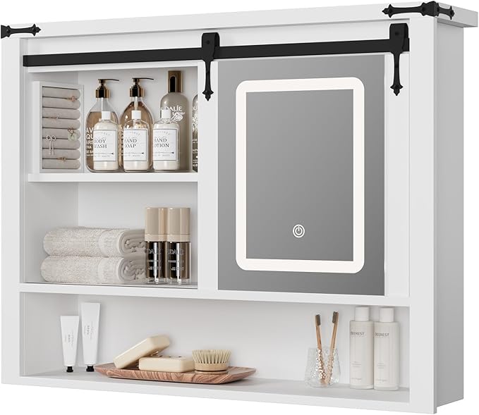 QUW 31" Farmhouse Bathroom Wall Cabinet, Bathroom Medicine Cabinets