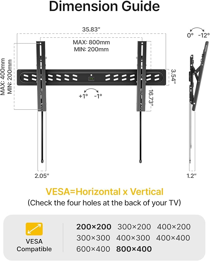 monTEK Ultra Slim Tilting TV Wall Mount Bracket