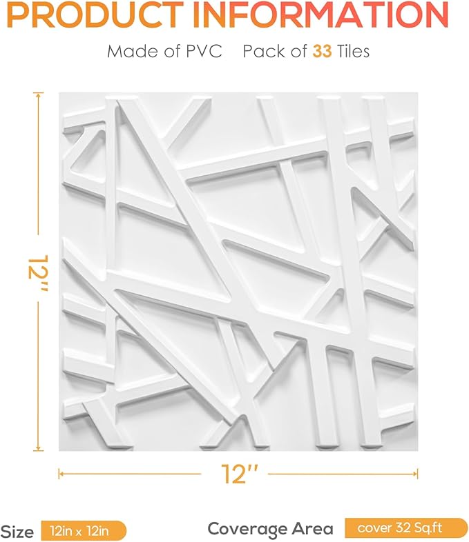 LEVOWAY 33 Pack 3D Wall Panels for Interior Wall Decor, Wall Covering Panles