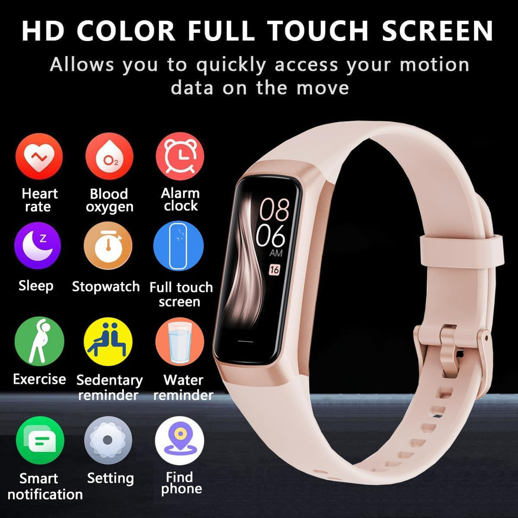 troty fitness tracker with heart rate/blood oxygen/sleep monitor, close-up detail