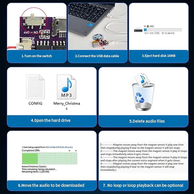 Voice Module, MP3 Music Sound Chips, 16MB Sound Module