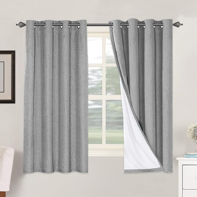 H.VERSAILTEX Linen Blackout Curtains 63 Inches Long 100% Blackout Thermal