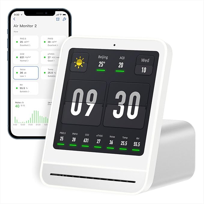 Qingping Air Quality Monitor Gen 2, Air Quality Monitor Indoor Detects PM2.5
