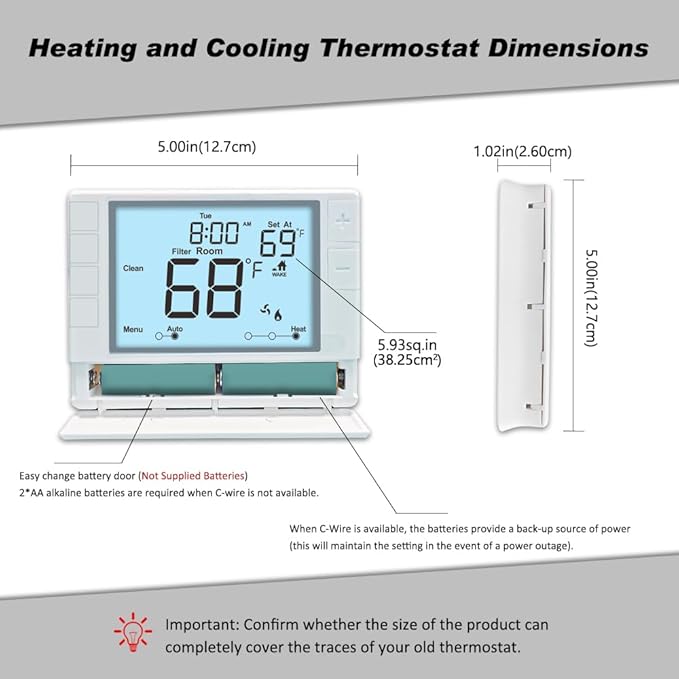 Thermostat for Home, Premium Heat Pump Room Temperature Controller,