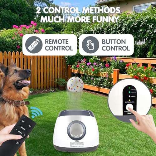 MEKAPLE Automatic Dog Ball Launcher, Upgraded Interactive Dog Balls Thrower with 3 Distance 29Ft-79Ft, Remote Control Ball Launcher for Medium&Large Dogs, 5 Etpu Balls Included (Silver Grey