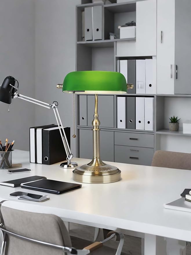 Newrays Glass Bankers Desk Lamp