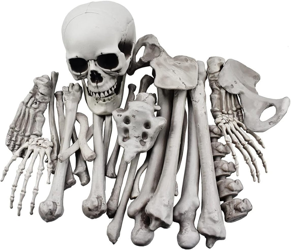 XONOR 28 Pieces Skeleton Bones and Skull for Halloween Decor or Spooky Gravey...