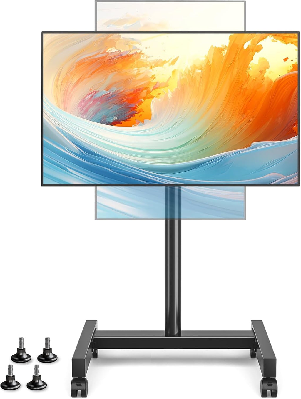 YOMT Rolling TV Stand for 13-50 Inch TVs, Support 90° Screen Rotation