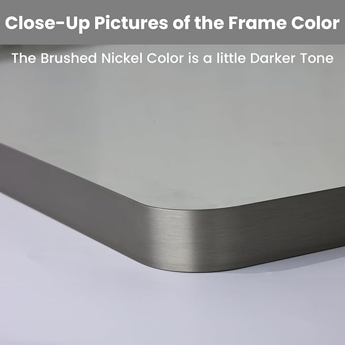 LOAAO 77X36 Inch Brushed Nickel Bathroom Mirror, Rounded Rectangle Silver Metal